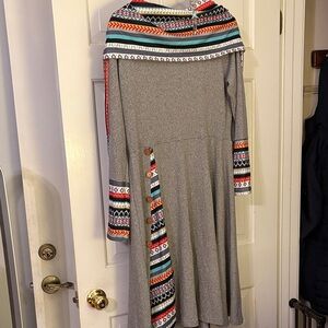 Gray Dress with Colorful Patterned Accents